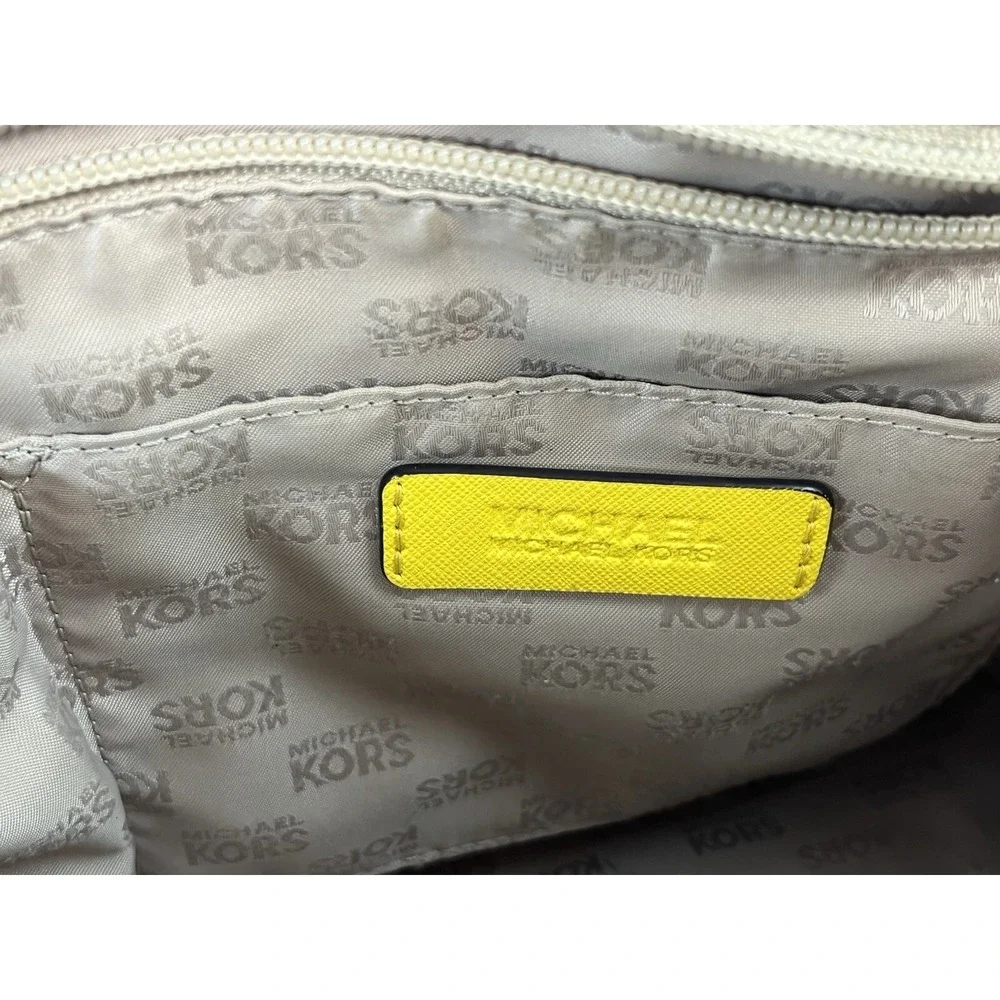 Michael Kors Ciara Large Saffiano Leather Top Zip Satchel Tote Bright Yellow